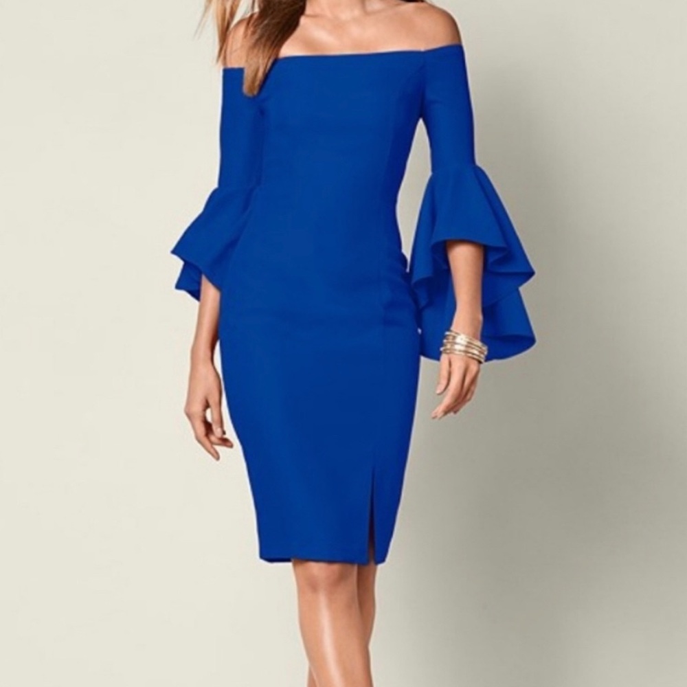NWOT Venus off the shoulder royal blue cocktail gown